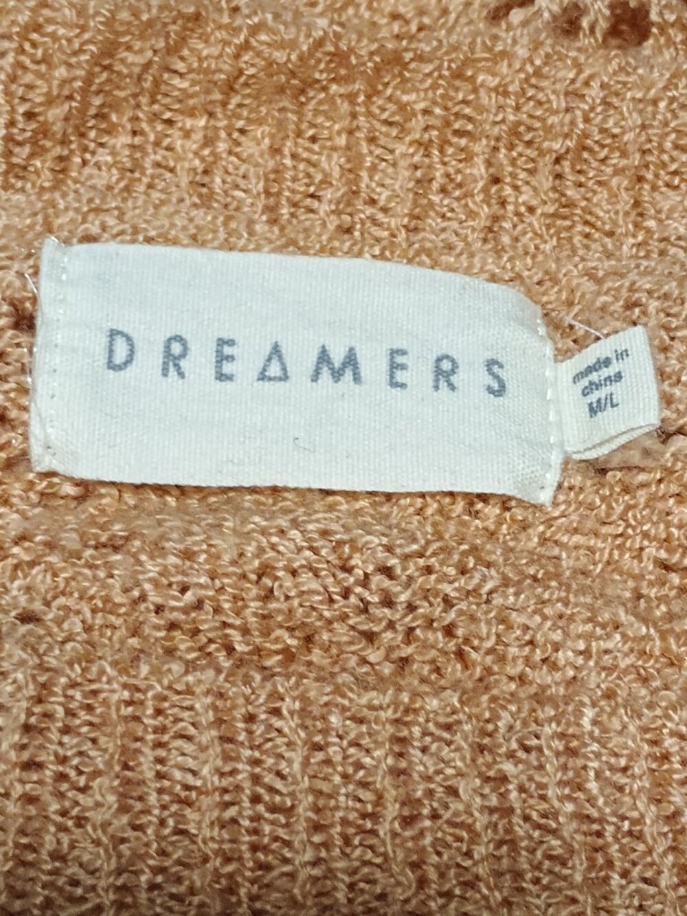 Dreamers Pointelle Knit Sweater Peach Long Sleeve Size M/L - Picture 4 of 6